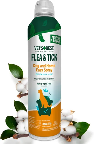 Vet's Best Spray Natural Fácil contra Pulgas y Garrapatas para Perros – Aroma a Especias de Algodón – Prevención Natural de Pulgas y Garrapatas –