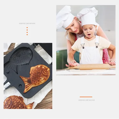 Miniatura 4 de Taiyaki - Molde para tartas en forma de pez, molde doble para hacer panqueques en forma de pez