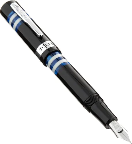 Miniatura 10 de Conklin Toledo - Pluma estilográfica en negro con segmentos de anillo naranja y blanco, punta de punta, instrumento de escritura premium con diseño