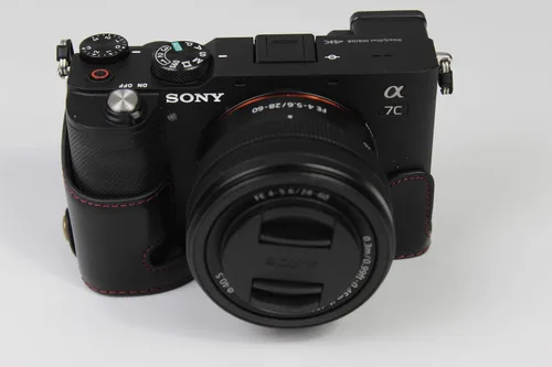 Miniatura 2 de Funda A7C, hecha a mano de piel sintética de cuerpo completo para cámara Sony Alpha A7C con apertura inferior de lente de 1.102-2.362 in versión +