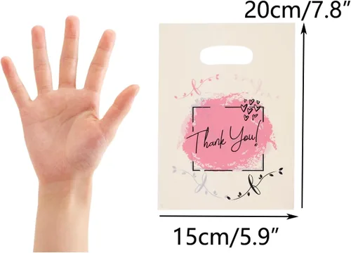 Miniatura 2 de ysmile Gracias Bolsa de compras de plástico con asa Bolsa de mercancía de plástico troquelado de polietileno para pequeñas empresas minoristas Thank