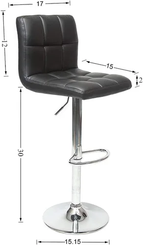 Miniatura 3 de Taburetes de bar ajustables, modernos taburetes de bar hidráulicos cuadrados ajustables de piel sintética con respaldo, taburete giratorio de altura