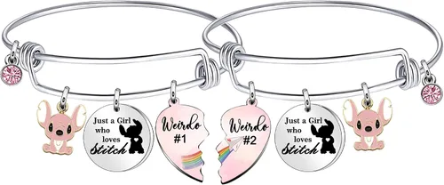 Ketaki 2 pulseras Weirdo 1 Weirdo 2, mejor amiga, regalos para niñas y mujeres, cumpleaños, Navidad, graduación, amistad, joyería con dije de Just A
