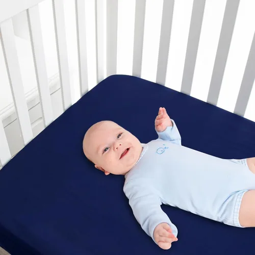 Miniatura 7 de Sábanas impermeables para cuna para niños, paquete de 2, sábana bajera para cuna neutra de 52 x 28 pulgadas para cuna estándar y colchón de cama