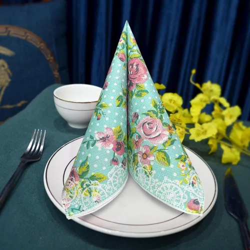 Miniatura 5 de Servilletas de papel florales, 40 servilletas de cóctel de 2 capas, 6.5 x 6.5 pulgadas plegadas/13 x 13 pulgadas desplegadas, servilletas