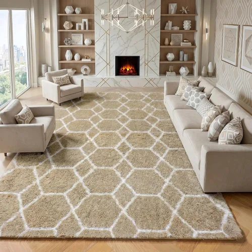 Miniatura 69 de ONASAR - Alfombras de 6 x 9 pies para sala de estar y dormitorio, alfombra grande lavable, esponjosa, gris y negra, alfombra de pelo largo suave