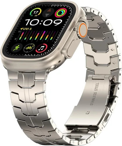 Miniatura 24 de MioHHR Correa y funda de acero inoxidable compatible con Apple Watch Band de 1.614 in, 1.575 in y 1.496 in, cubierta protectora de metal para Negro