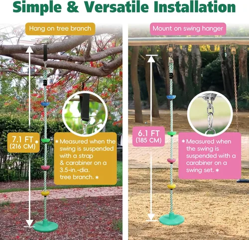 Miniatura 7 de ZNCMRR Columpios de árbol para niños Columpio de cuerda al aire libre para árbol Cuerda de escalada para niños Columpio de disco para niños Asiento