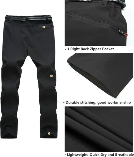 Miniatura 5 de CARWORNIC Pantalones de senderismo ligeros para hombre, de secado rápido, impermeables, para escalar, con bolsillos con cremallera