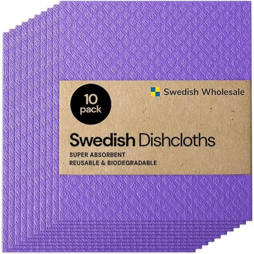 Miniatura 12 de Swedish Wholesale Paños de cocina suecos para cocina, paquete de 10 toallas de papel reutilizables, lavables, paños de microfibra de esponja