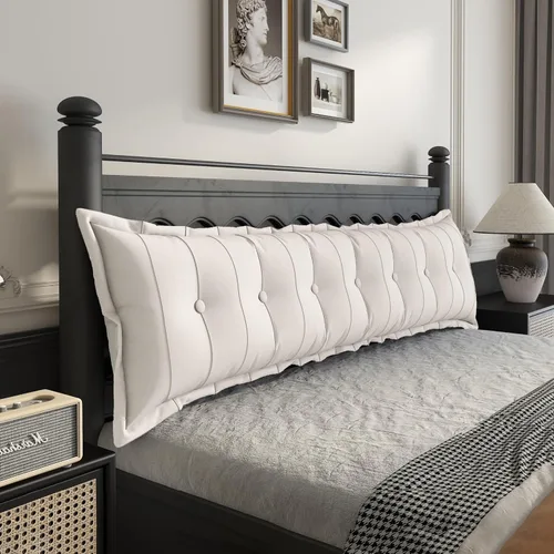 Miniatura 15 de Johnear Almohada Grande para Cabecero de Algodón y Lino, Cojín para Cama Diurna, Respaldo, Almohada Cilíndrica de Soporte y Posicionamiento