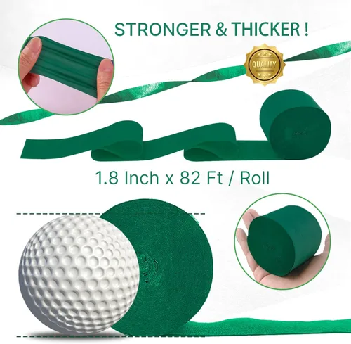 Miniatura 6 de PartyWoo Serpentinas de papel crepé verde, 6 rollos de 492 pies, paquete de papel crepé verde bosque esmeralda cazador para graduación, Navidad