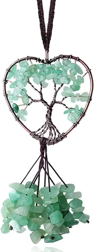Miniatura 8 de MAIBAOTA Adorno colgante de cristal redondo negro obsidiana decoración árbol de la vida espiritual habitación decoración de pared lindo coche espejo