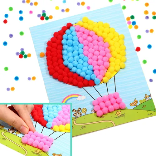 Miniatura 3 de Shappy 2000 pompones de 0.3 in para hacer manualidades, mini bolas pequeñas de Navidad de colores surtidos, pompones elásticos para suministros