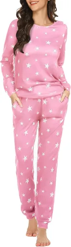 Miniatura 184 de Ekouaer Conjunto de pijama de manga larga para mujer, ropa de dormir suave con cuello redondo y bolsillos