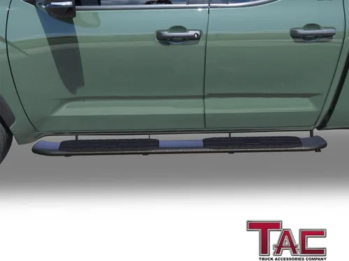 Miniatura 3 de TAC - Estribos laterales para Toyota Tundra 2022-2026, camioneta de doble cabina de 4.25 pulgadas, textura ovalada, barras laterales negras, barras