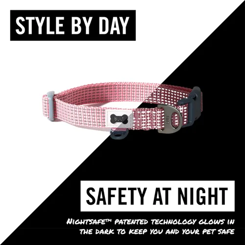 Miniatura 2 de BUILT Pet Nightsafe - Collar para perro pequeño, rosa y gris