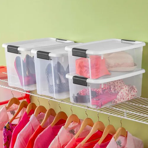 Miniatura 5 de Sterilite paquete de 12 unidades de contenedores de almacenamiento con pestillos ultra, con tapas, plástico transparente, 30 cuartos de galón
