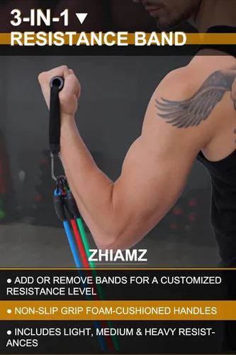 Miniatura 4 de Resistance Bands with Handles, Single Resistance Bands, Exercise Bands with Handles, for Resistance Training, Physical Therapy, Home Workouts