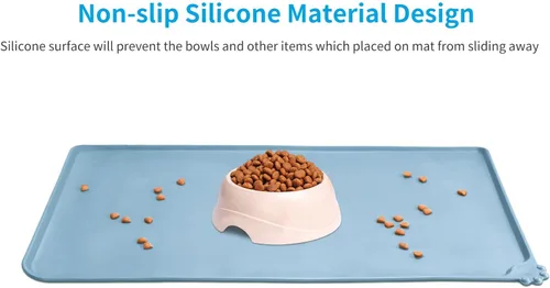 Miniatura 2 de AUDWUD - Tapete de silicona impermeable para alimentación de mascotas, antideslizante, tapete para tazón de perros para comida y agua Pizarra