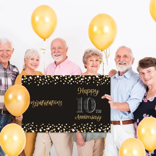Miniatura 7 de Idealmuzik Tarjeta Jumbo de Feliz 10º Aniversario – Tarjeta de Felicitación de Congratulaciones Grande Plegada de 14x22 Pulgadas con Sobre, Tarjeta