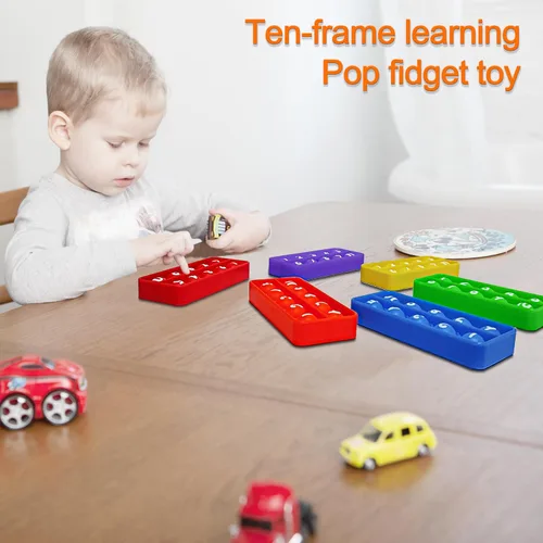 Miniatura 5 de Ten Frame Pop Math Manipulatives - Juego de 6 juguetes de silicona para la ansiedad para aulas de jardín de infantes - Atractivos juguetes