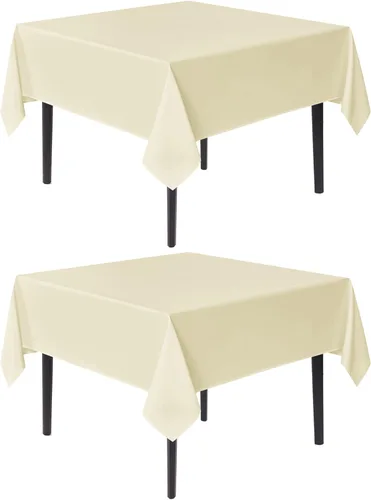 Miniatura 14 de Sancua Manteles cuadrados pequeños de 36x36 pulgadas - Mantel beige para mesas cuadradas o redondas, mantel de poliéster lavable para mesas