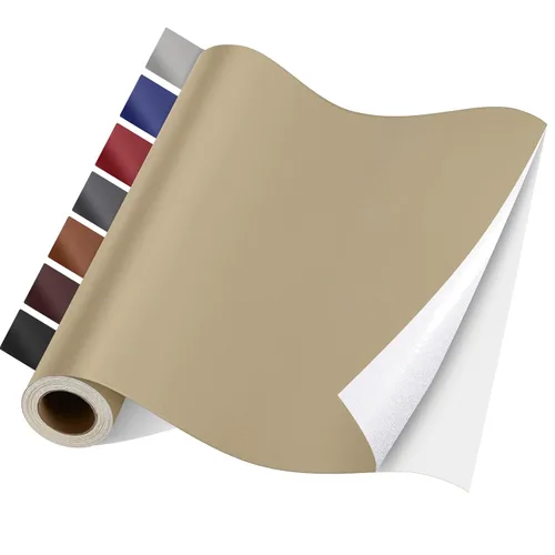 Miniatura 29 de Kit de parches de reparación de cuero autoadhesivo, cinta de reparación de cuero de vinilo grande de 4 x 63 pulgadas para muebles, asiento de Gris