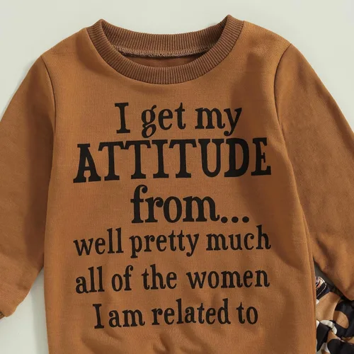 Miniatura 37 de Mandizy Conjunto de ropa de otoño para bebé niña pequeña, sudadera de manga larga con estampado de letras bendecidas, pantalones de camuflaje