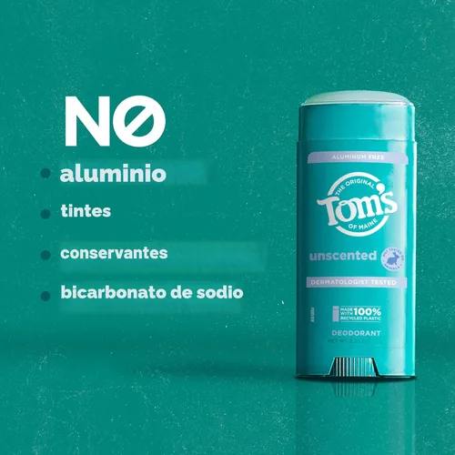 Miniatura 5 de Tom's of Maine Desodorante natural sin perfume sin aluminio para mujeres y hombres, se pone transparente, protección contra olores y humedad
