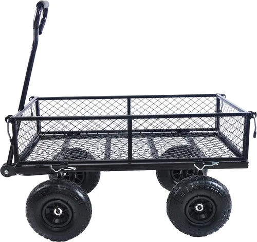 Miniatura 3 de Carrito de utilidad para exteriores de alta resistencia, carrito de jardín con lados extraíbles, carrito de herramientas rodante de acero, carrito