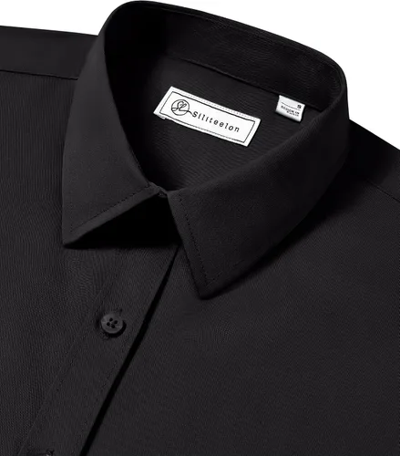 Miniatura 3 de Siliteelon - Camisas con botones para mujer de manga larga, camisas de vestir sin arrugas, con cuello, para oficina, blusas sólidas, tops