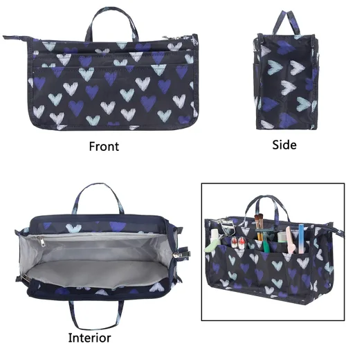 Miniatura 4 de Micom Organizador de cosméticos extensible, con estampado, asas, 13 bolsillos, para cartera de mujer, L, Swallow