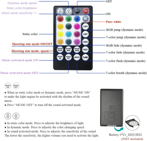 Miniatura 3 de AKEPO Mini 6 W Car Home APP Control de luces de fibra óptica, efecto de meteoro+cable de fibra mixta, 430 piezas (0.75+1+0.059 in) 9.8 pies/9.8 ft +