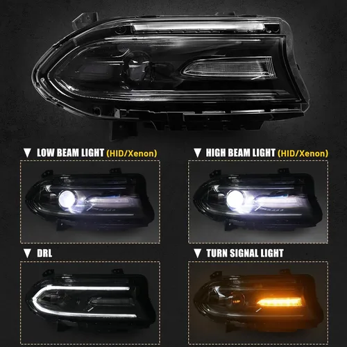 Miniatura 2 de Conjunto de faros delanteros FIONE Xenon/HID compatible con Dodge Charger 2015-2021 con luz diurna LED en el lado izquierdo del conductor LH