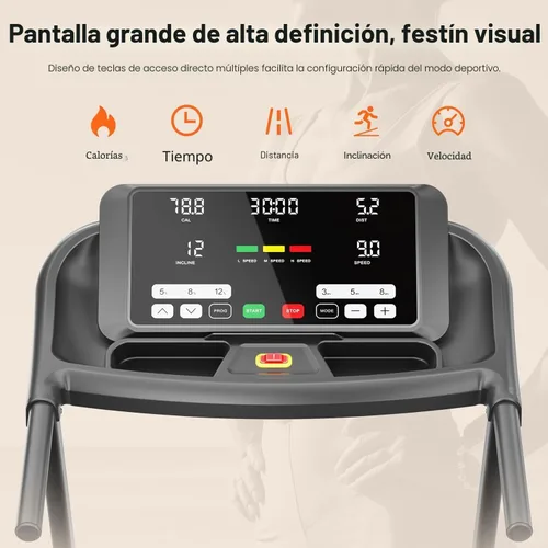 Miniatura 6 de THERUN Cinta de correr con inclinación, 0-12% de inclinación automática para correr y caminar, capacidad de peso de 300 libras, banda ancha, 3.0HP