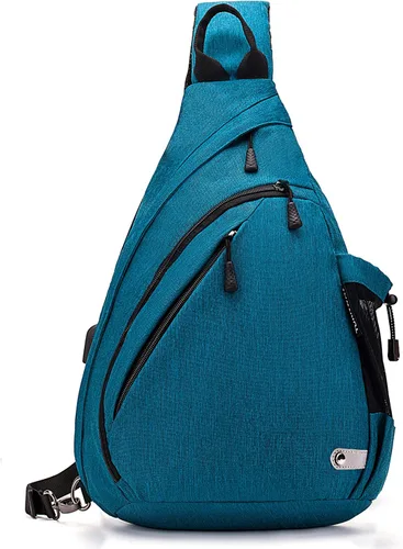 Miniatura 13 de TurnWay - Bolsa bandolera impermeable, bolsa cruzada, bolsa al hombro, con puerto de carga USB para viajes, senderismo, ciclismo, campamento Gris