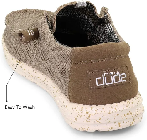Miniatura 6 de Hey Dude Wally Sox Slate - Mocasines con cordones para hombre, cómodos y ligeros, Camello