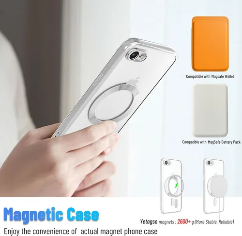 Miniatura 4 de Funda magnética para iPhone 8, borde galvanizado, parte trasera transparente, funda protectora delgada con protección de cámara, compatible