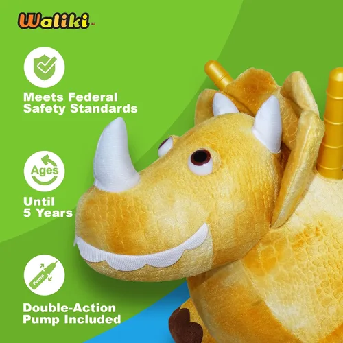 Miniatura 2 de WALIKI Caballo Saltarín Inflable Caballo Inflable de Salto para Niños Caballo de Salto (Triceratops)