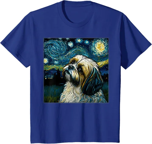 Miniatura 37 de Camiseta Surrealism Starry Night Shih Tzu Dog