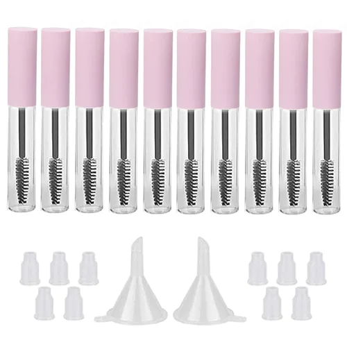 Miniatura 11 de GTHER 10 botellas vacías de tubo de rímel de 0.3 onzas líquidas con varita para pestañas, insertos de goma y embudos para aceite de ricino, aceite