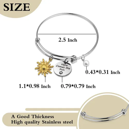 Miniatura 5 de SELOPU - Pulsera inspiradora de Beatles con letras de los Beatles Here Comes the Sun Beatles, regalo significativo para fanáticos leales