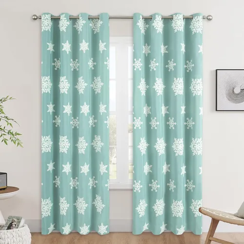 Miniatura 18 de VOGOL - Cortinas con ojales bordadas con patrón floral elegante de lino sintético, 2 paneles, 60% opacas con aislamiento térmico, cortinas pesadas