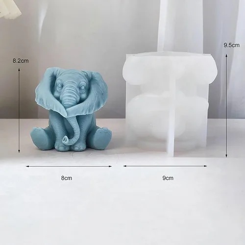 Miniatura 4 de Molde de fundición de resina de elefante, molde de silicona animal para fabricación de velas y decoración del hogar Emr-Elephant-Hold-Hand