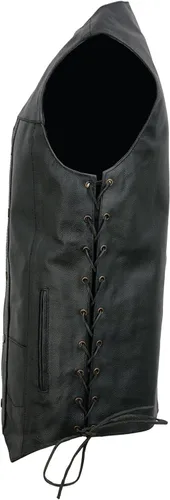 Miniatura 8 de EVENT LEATHER EL5391TALL - Chaleco de cuero negro para hombre, tallas altas con 10 bolsillos, chalecos de motocicleta para adultos