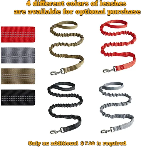 Miniatura 6 de Collar táctico personalizado para perro con parches de nombre y número de teléfono - Collar resistente personalizado con hebilla de cinturón