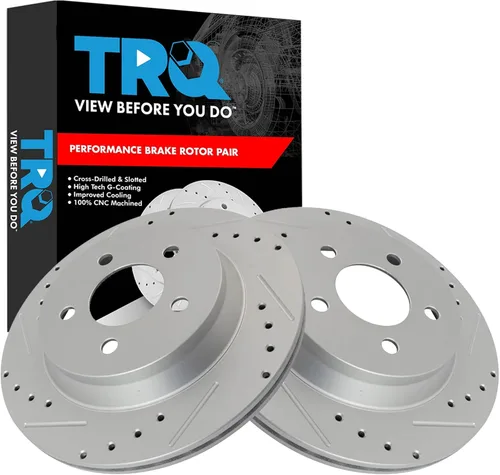 Miniatura 284 de TRQ Juego de rotores de freno de rendimiento trasero con revestimiento G premium compatible con Mazda 6 2014-2021