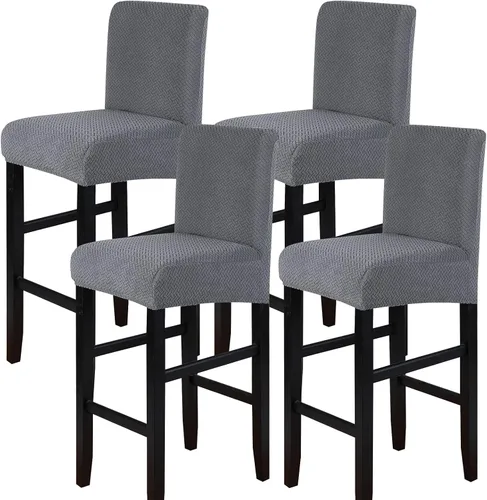 Miniatura 11 de SearchI Juego de 4 fundas para taburetes de bar, fundas de asientos de taburetes elásticas y lavables, fundas para sillas de altura de mostrador