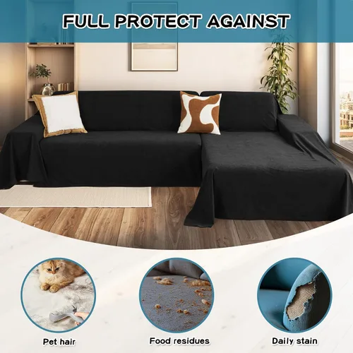 Miniatura 4 de MYSKY HOME Funda de Sofá Seccional para Perros, 2 Piezas Fundas de Sofá para Sofá en Forma de L, Funda de Sofá Lavable, Protector de Muebles Funda